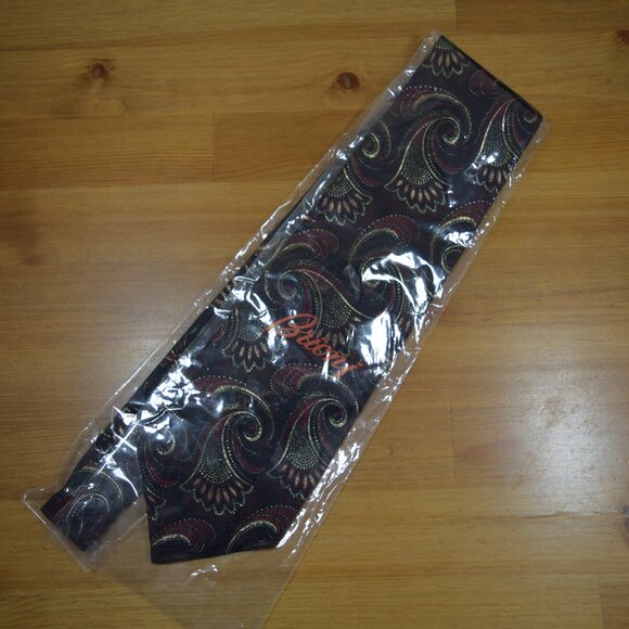 $3999 New Rare Brioni Tie Paisley Black maroon red Handmade Italy 24K Gold Silk - Picture 6 of 16